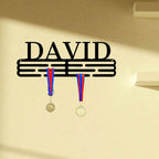Personalized Medal Hanger with Custom Name, Metal Sports Medal Display Rack for Running Gymnastics Swimming, Wall Mounted Award Holder Organizer for Home Gym Decor