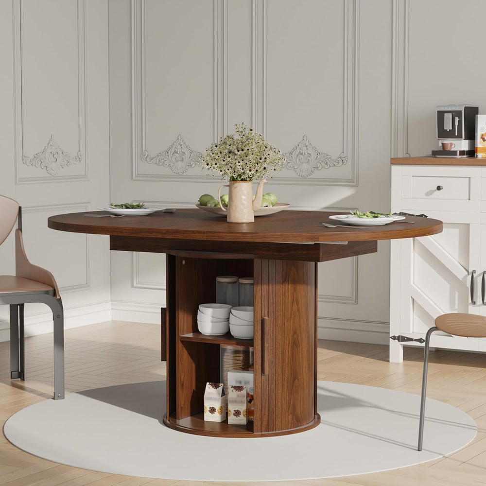 43"-59" Extendable Dining Room Table for 4-8, Round Expandable Kitc...