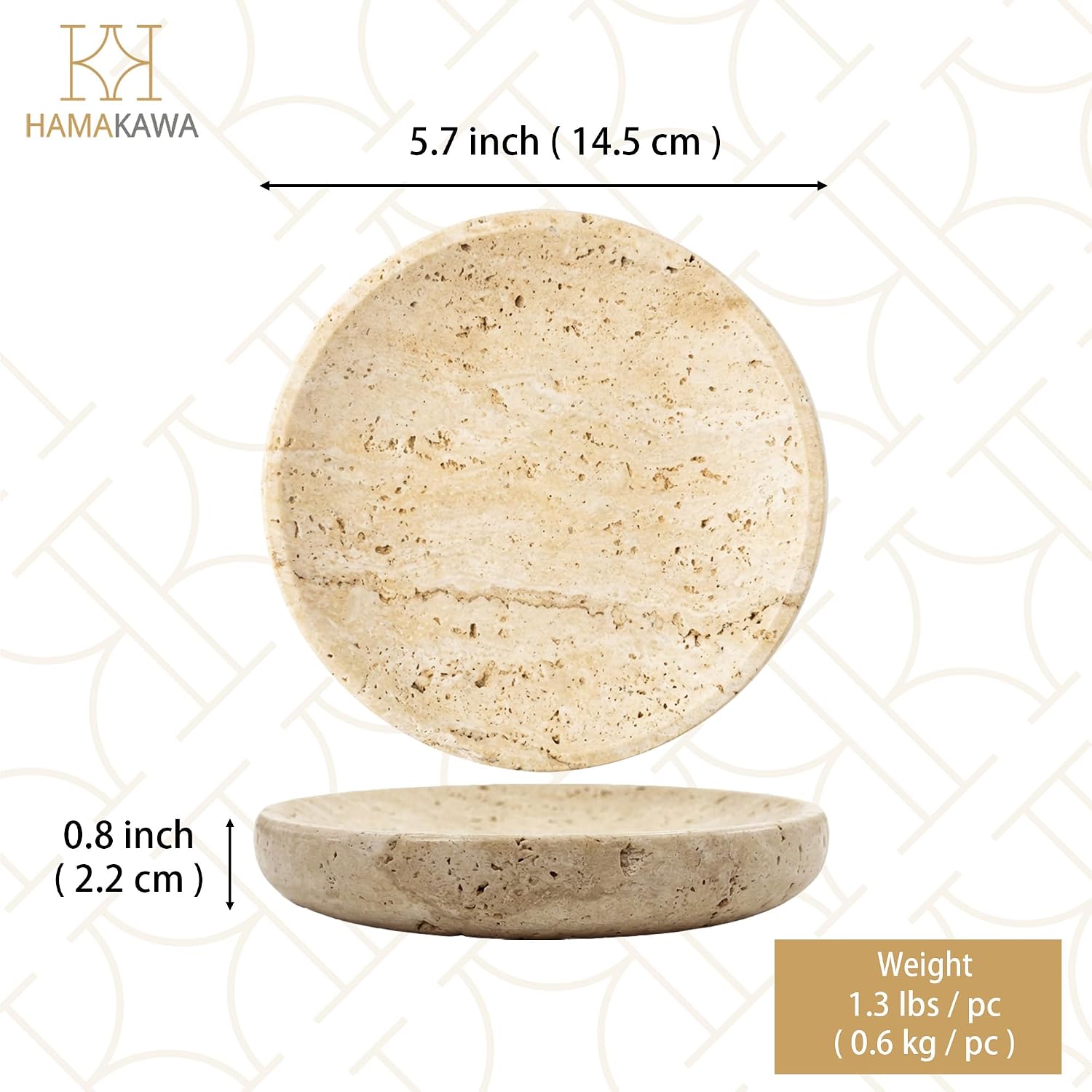 Turkish Natural Marble Ring Dish, Beige Jewelry Tray 5.5 inch, Stone Ring Holder, Travertine Trinket Dish for Room Decor, Earrings, Soap, Gift for Women