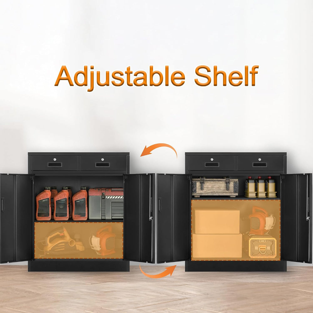 Wanfu Metal Storage Cabinet, 36" H Locking Storage Cabinet with 2 Drawer...