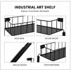 4 Tier Fire Escape Wall Mount Shelf, Iron Art Staircase Floating Display Rack, Black, 30 x 12 x 4.7 in, Wall Storage Organizer for Home Bedroom Living Room Plant Display