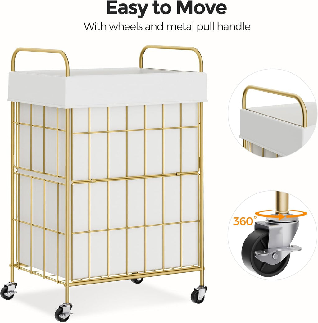 Laundry Hamper with Wheels, 90L Laundry Basket with Handle, Laundry Sorter with Removable Liner Bag