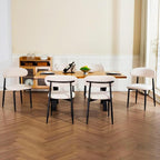 UVV Dining Chairs Set of 2, Metal Kitchen Chairs with Modern Fabric Upholstered for Dining Room, Beige