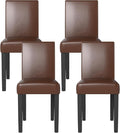 LSSPAID Dining Chairs Set of 4, Modern Stylish PU Leather Upholstered Parson Chair, Dining Room Chairs with Solid Wood Legs for Kitchen Living Room, Brown