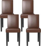 LSSPAID Dining Chairs Set of 4, Modern Stylish PU Leather Upholstered Parson Chair, Dining Room Chairs with Solid Wood Legs for Kitchen Living Room, Brown