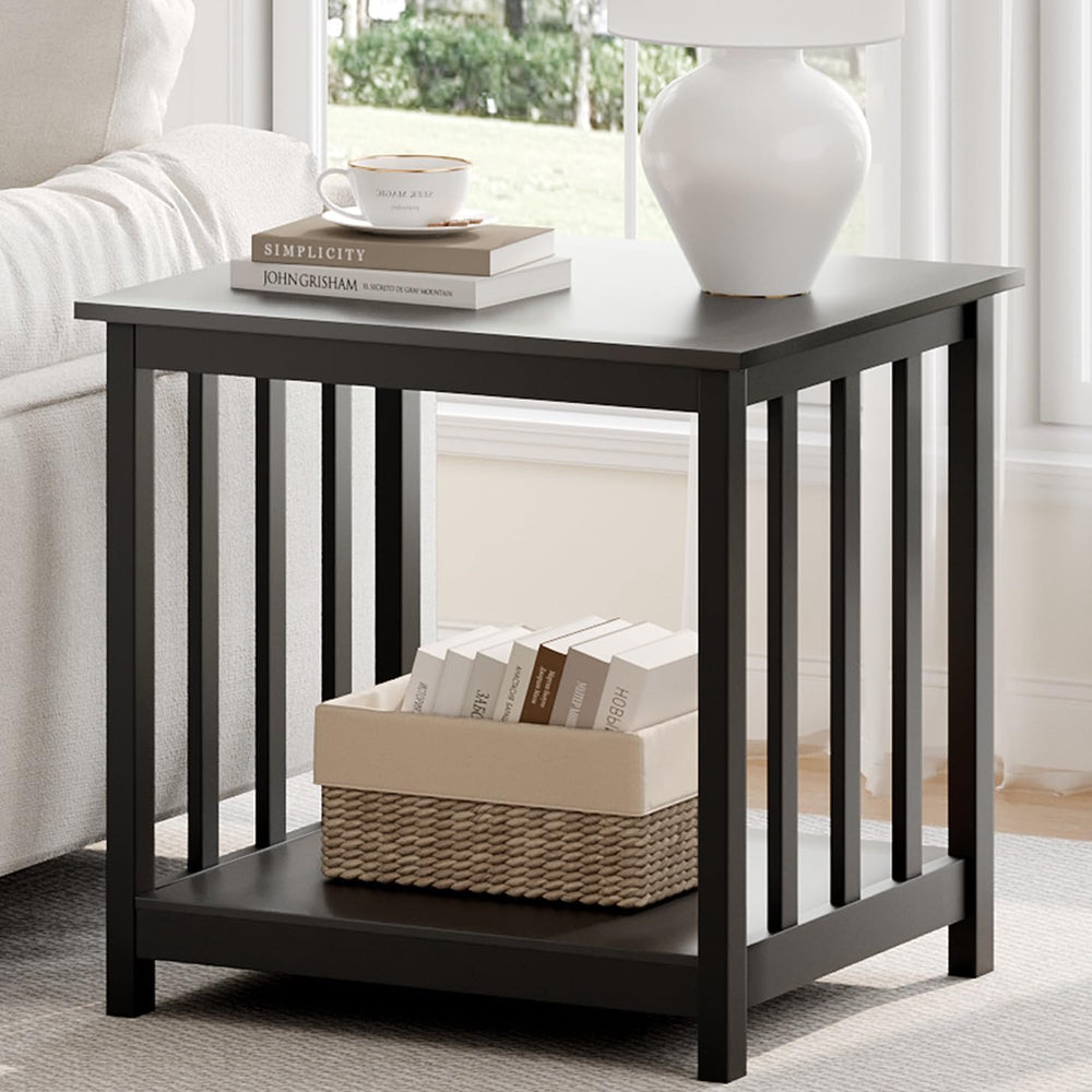 Treocho Large End Tables Living Room Set of 2 with Storage Shelf