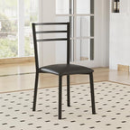 VECELO Round Dining Table Set for 4, Wood Tabletop & Heavy-Duty Steel Frame, 5-Piece Dinette with Chairs for Kitchen, Breakfast Nook, Walnut & Black