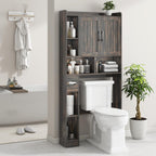 Vabches Over The Toilet Storage Cabinet, Farmhouse Storage Cabinet Over Toilet with Barn Door，Home Space-Saving Toilet Rack, for Bathroom, Restroom, Laundry