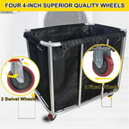 Laundry Cart Commercial,11.35 Bushel (105 Gal) Large Industrial Rolling Laundry Hamper with 4 Inch Wheels,Home Heavy Duty Laundry Baskets with Stainless Steel Frame, 260 LBS Weight Capacity (Black)