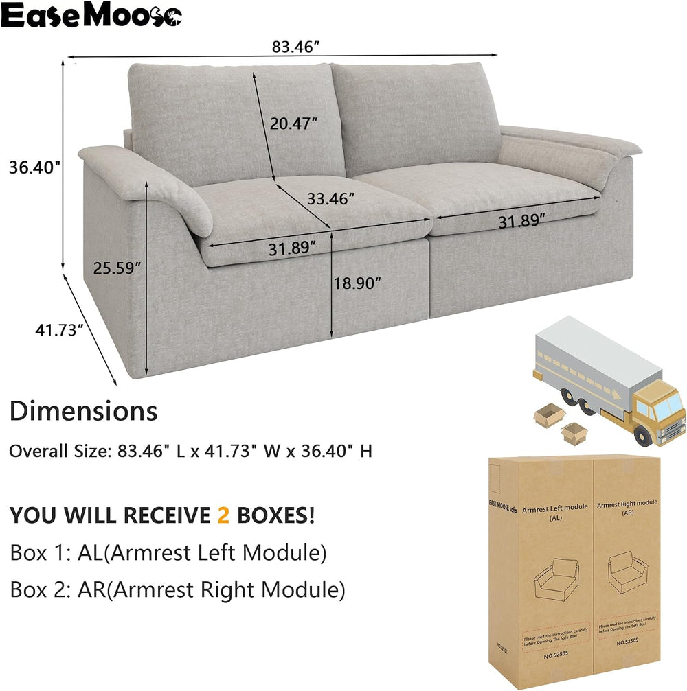 EASE MOOSE Couches for Living Room, Modular Loveseat Sofa, Beige | No Assembl...
