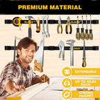 ELEAD 6-Piece 12" Magnetic Tool Holder Storage Organizer - Wall Mount Rack Garage Organization Power Magnet Hanger Workbench Board Slatwall Van Organizers Mounted Hanging Strip