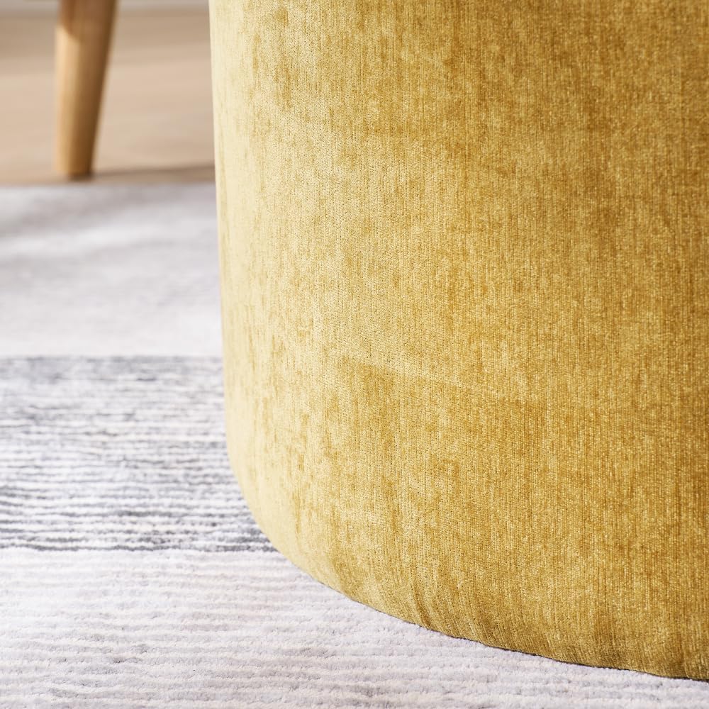 2-Piece Set Round Chenille Storage Ottoman, Equipped with a Drum Shaped Small...