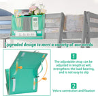 Bedside Caddy Bedside Storage Organizer Bedside Organizer with Power Strip Holder and 2 Adjustable Straps for Home Bunk Bed College Dorm Sofa (Green)