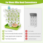 Baby Bottle Drying Rack, Space Saving Baby Bottle Organizer for Countertop, Vertical Bottle Dryer Holder with Brushes Holder, Large Bottle Storage Holder 12 Bottles & Baby Accessories Green