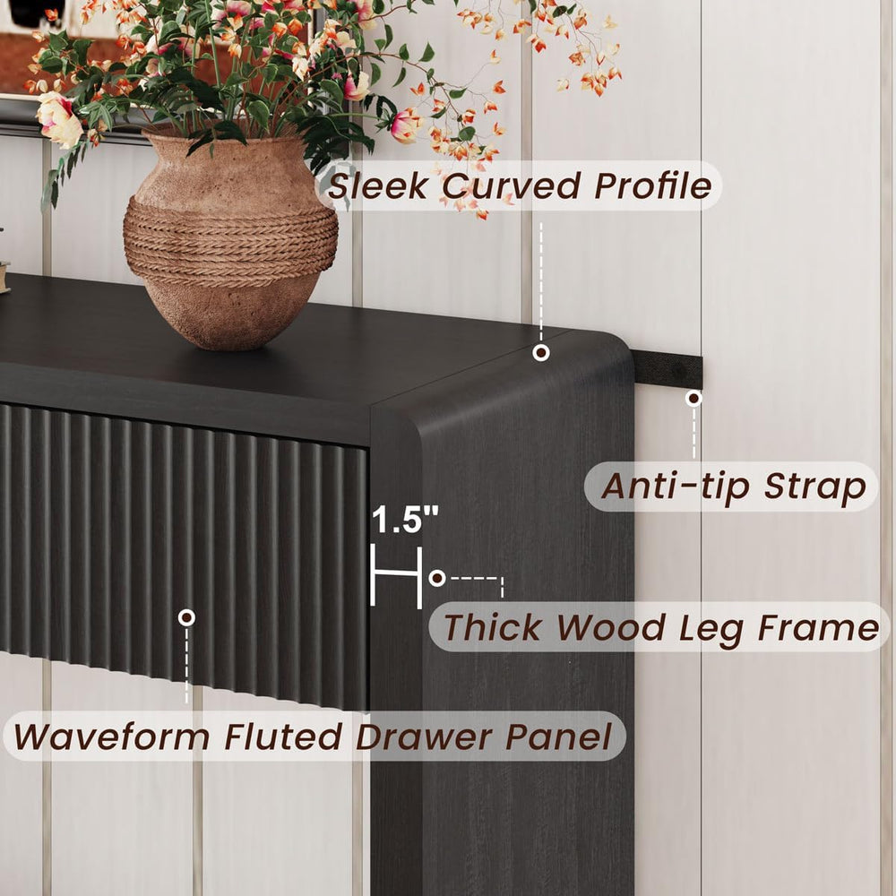 FATORRI Console Entryway Table, Modern Sofa Table with 2 Drawers for Living R...