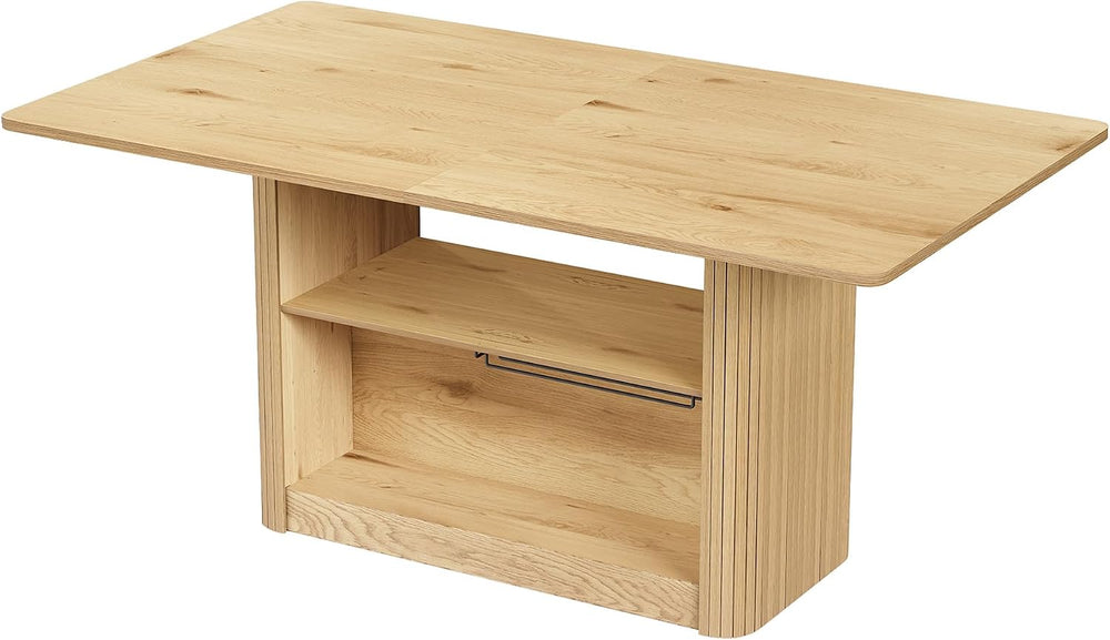 FUQARHY 63" Dining Table with Storage, Fluted Farmhouse Kitchen Table fo...