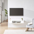 GHC Floating TV Stand, Wall Mounted Entertainment Center and Cabinet Shelf, Media Console for DVD Player, Space-Saving Under TV Shelf for Bedroom, Living Room (White)