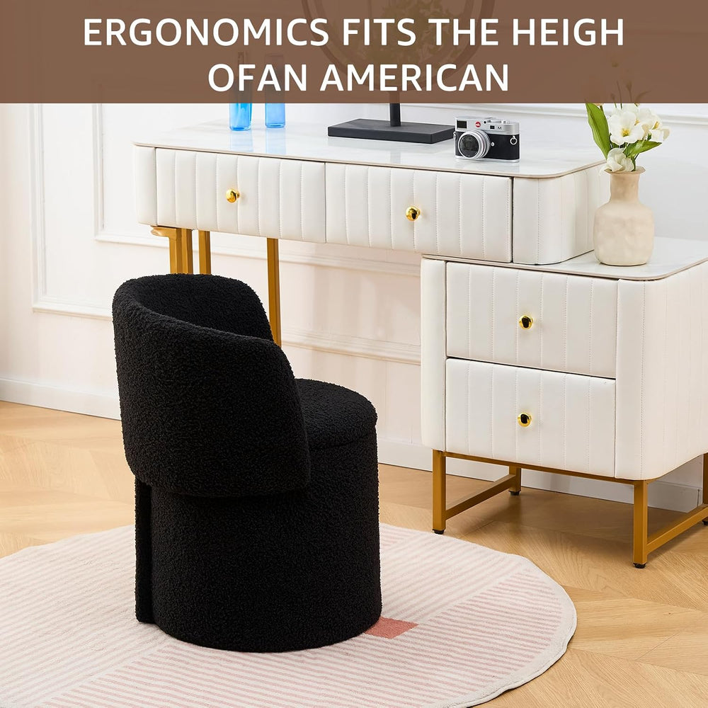 Storage Ottoman Modern Vanity Stool with Foldable Backrest | Teddy Velvet Foo...