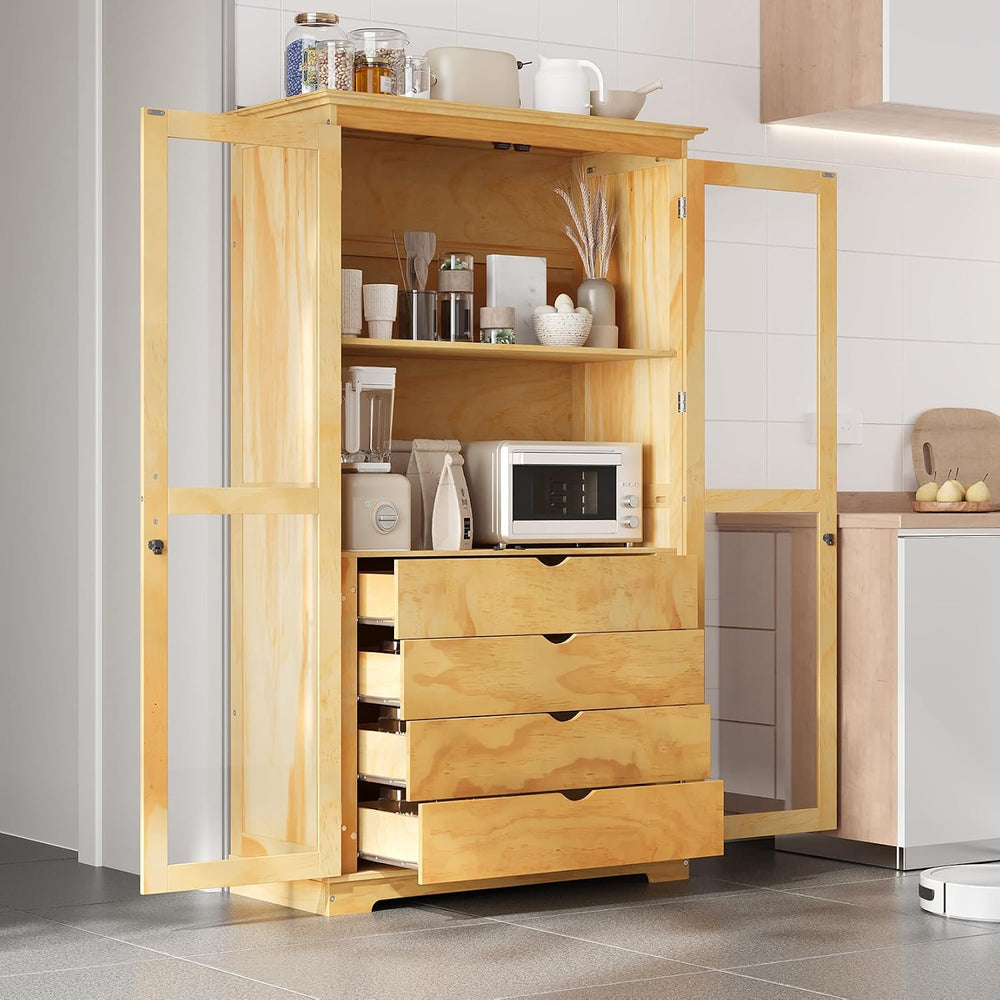 Kitchen Pantry, Freestanding Kitchen Cupboard Versatile Display Cabinet Coffe...