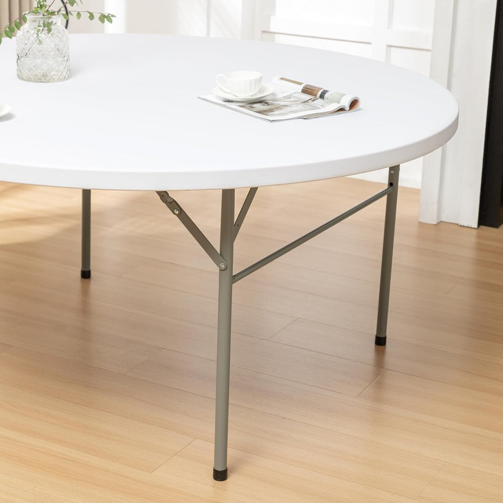 BTEXPERT 60 Inch Round Plastic Folding Table, Commercial Grade, Seats 8-10, I...