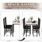 Hooseng Dining Table Set for 4, Modern Faux Marble Kitchen Table with 4 PU Leather Chairs, 5 Piece Dining Room Sets for Dinette, Breakfast Nook, Black