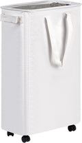 efluky Slim Laundry Hamper with Wheels, Rolling Laundry Basket for Clothes, Small Laundry Basket for Bedroom, Dorm and Laundry Room, 60L (12.7 Gallons) White