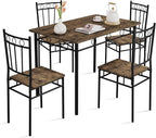 Vipbear Kitchen Dining Table Set for 4, 5-Piece Kitchen Table Set,Dining Room Table Sets,Rectangular Kitchen Table Set with 4 Chairs for Small Space, Dinette,Apartment, Rustic Brown