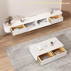 Floating TV Stand with Drawers, Pre-Assembled Wall Mounted TV Console, Modern Floating Media Console for Living Room, Space-Saving Floating TV Cabinet (White, 71in/180cm)
