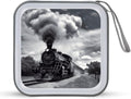 Steam Train Clouds CD Case with Zipper 40 Capacity DVD Case Holder Hard Plastic DVD Disc Storage Box Portable Disc Storage Organizer CD Wallet Bag Media Disc Wallet for Car Home