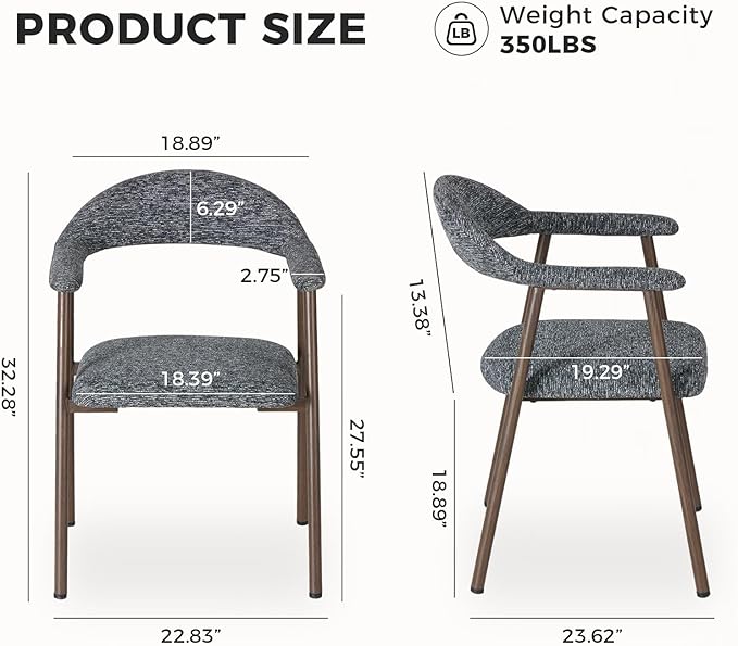 DUMOS Dining Chairs Set of 2, Linen Fabric Upholstered Kitchen Side Chairs wi...