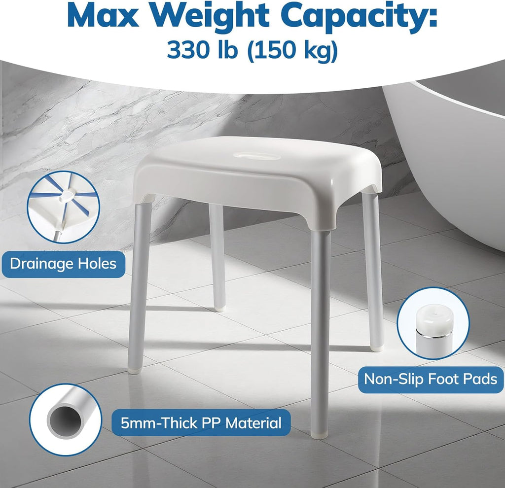 Umimile Shower Chair for Inside Shower - Fixed Height, Sturdy 330 lb Bath Seat - Anti-Slip Safety Shower Stool for Elderly and Disabled, Tool-Free Assembly (Height: 11.8")