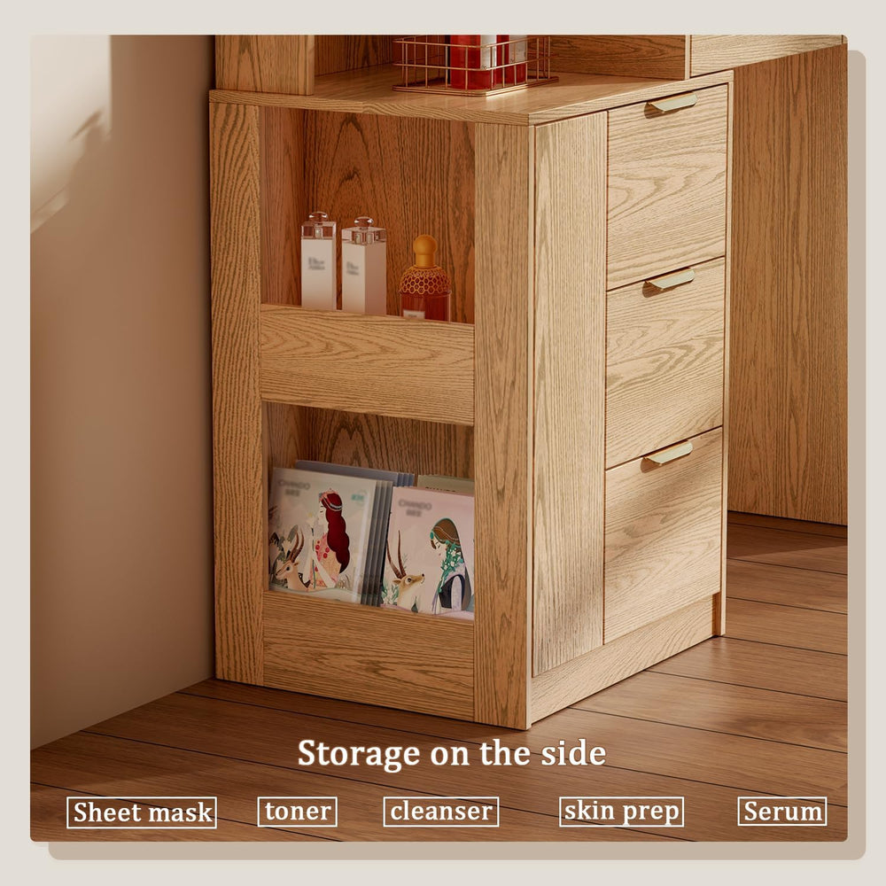 Chrangmay 55.4" Big Modern Vanity Desk with Mirror and Lights,Makeup Van...