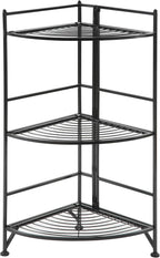 Convenience Concepts Xtra Storage 3 Tier Folding Metal Corner Shelf, Black