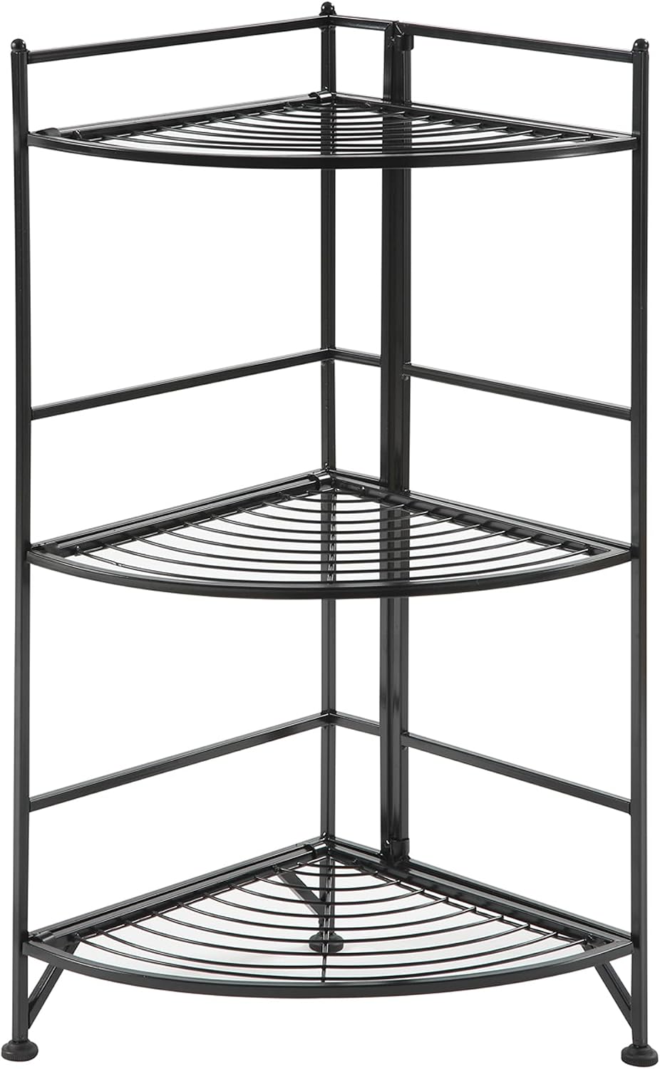 Convenience Concepts Xtra Storage 3 Tier Folding Metal Corner Shelf, Black