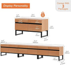 WAMPAT 3-in-1 Modern TV Stand for Up to 110 Inch TVs, Large Wood Entertainment Center Media Console with Storage Cabinets and Metal Base for Living Room, Mocha