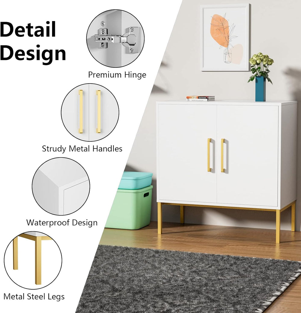 CARPETNAL Siedeboard Buffet Cabinet, White Side Storage Cabinet with Doors an...