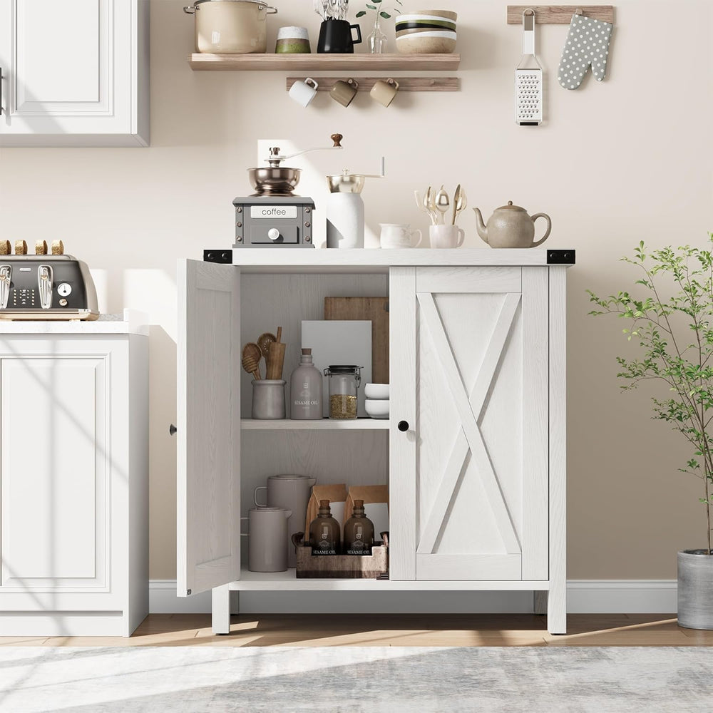 GarveeHome Small Storage Cabinet, Farmhouse Sideboard Buffet Cabinet with 2 D...