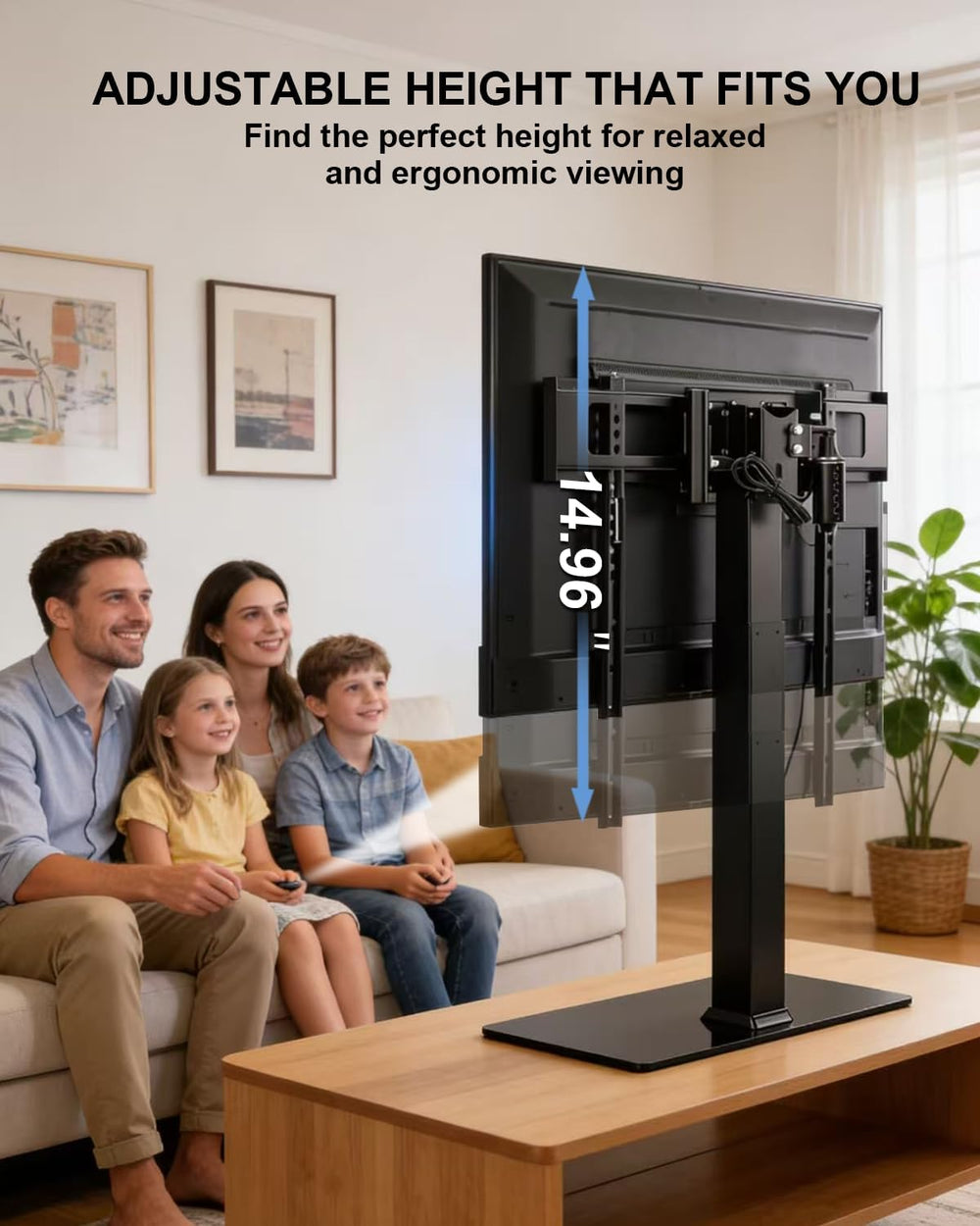 Universal Motorized TV Mount with Remote - Motorized TV Stand with Tempered G...
