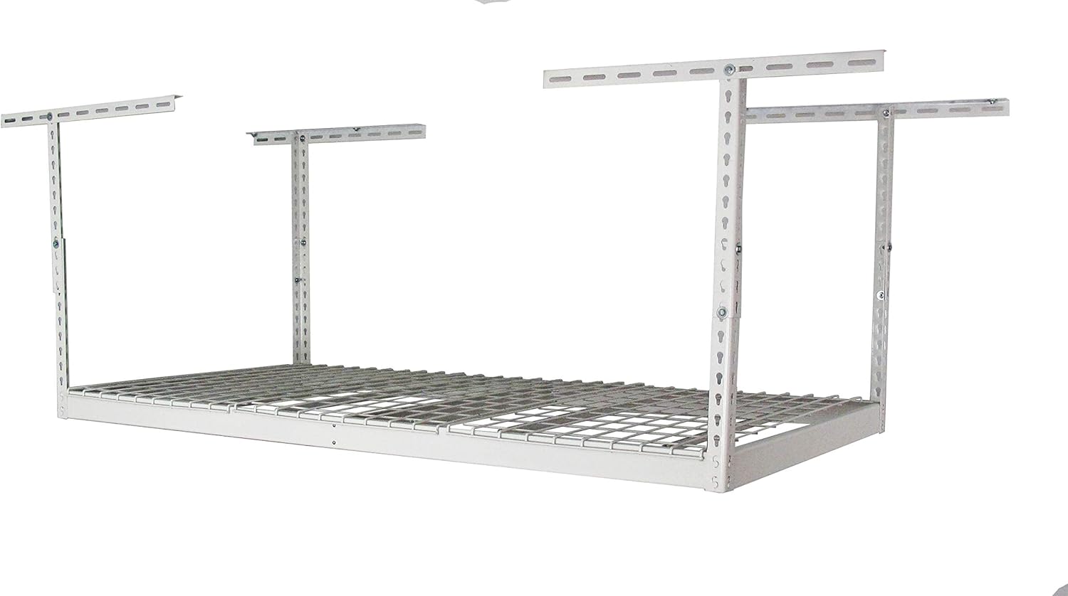 SafeRacks Overhead Garage Storage Rack - Heavy Duty Racks for Garage with 400 lb Capacity, Easy Garage Shelving, Adjustable Storage Rack, Ceiling Mount Storage Shelves 3x6 White (18"-33")