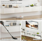 SHGJ&SOFT Floating TV Stand Wall Mounted Media Console with Door Entertainment Centerwith Storage Cabinets, Wall Mounted TV Shelf for Bedroom,Living Room (White, 78.7IN)