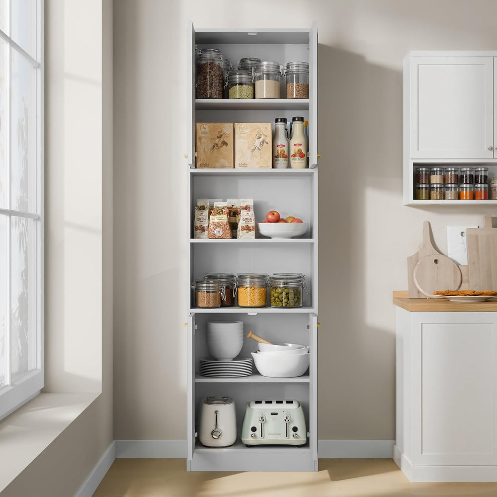 Cozy Castle Kitchen Pantry Cabinet, 75" Tall Wood Storage Cabinet with D...