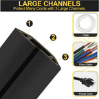 MYFAMIREA 4FT Floor Cord Cover Heavy Duty Cable Cover Protector with 3 Channels Extension PVC Floor Wire Cover Outdoor Cord Hider Management Cord Cover for Wire on Floor for Home Office Outdoor