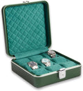Bey-Berk Personalized Prague Aluminum 9-Slot Watch Case (Hunter Green), Locking Travel Metal Watch Box with Quilted Interior, 9.75" x 3" x 10.25"