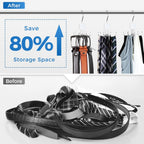 Tie Rack Hanger, Belt Hanger Organizer for Closet 360° Rotatable Max 24 Ties/24 Belts Storage Space Saving Closet Organizers and Storage for Belt, Bra, Tank Top, Tie, Scarf, Purse 2Pcs White