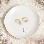 Initials Ring Dish Jewery Tray Ceramic Jewelry Tray Engagement Wedding Gifts for Friends,Sister,Birthday for Women, 4.75"