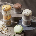 Visible Tiered Pet Treat Storage Box with Cartoon Design Cover for Dry Food and Accessories Feeding Accessories
