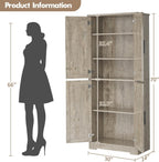 70" Tall Kitchen Pantry Cabinet with 4 Doors and Adjustable Shelves,Farmhouse Freestanding Storage Cabinet for Kitchen,Bathroom, Dining Room, Living Room,Gray