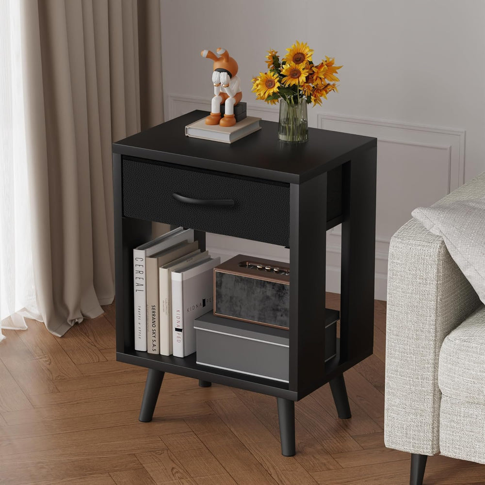 GYIIYUO 24" H Nightstands Set of 2 with Fabric Drawer, Black