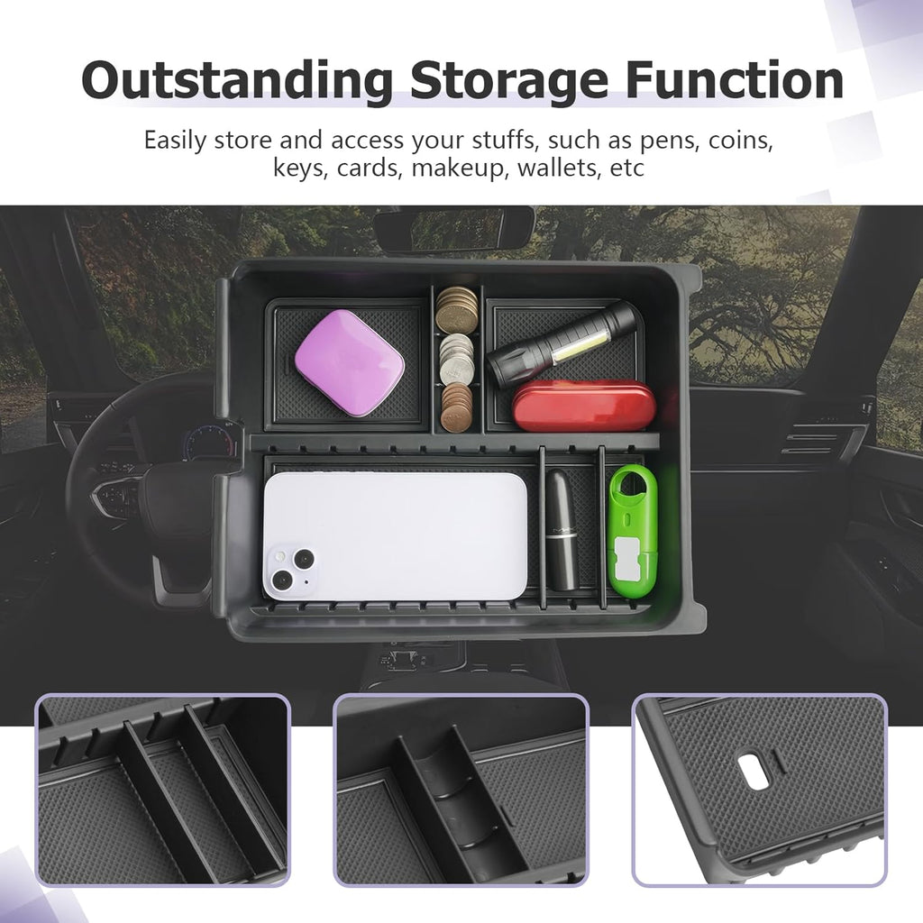 Center Console Organizer Compatible with 2023 2024 2025 Honda Pilot & 2024 2025 Ridgeline & 2024 2025 2026 Honda Passport Accessories Armrest Console Organizer Armrest Organizer Insert Tray (Black A)