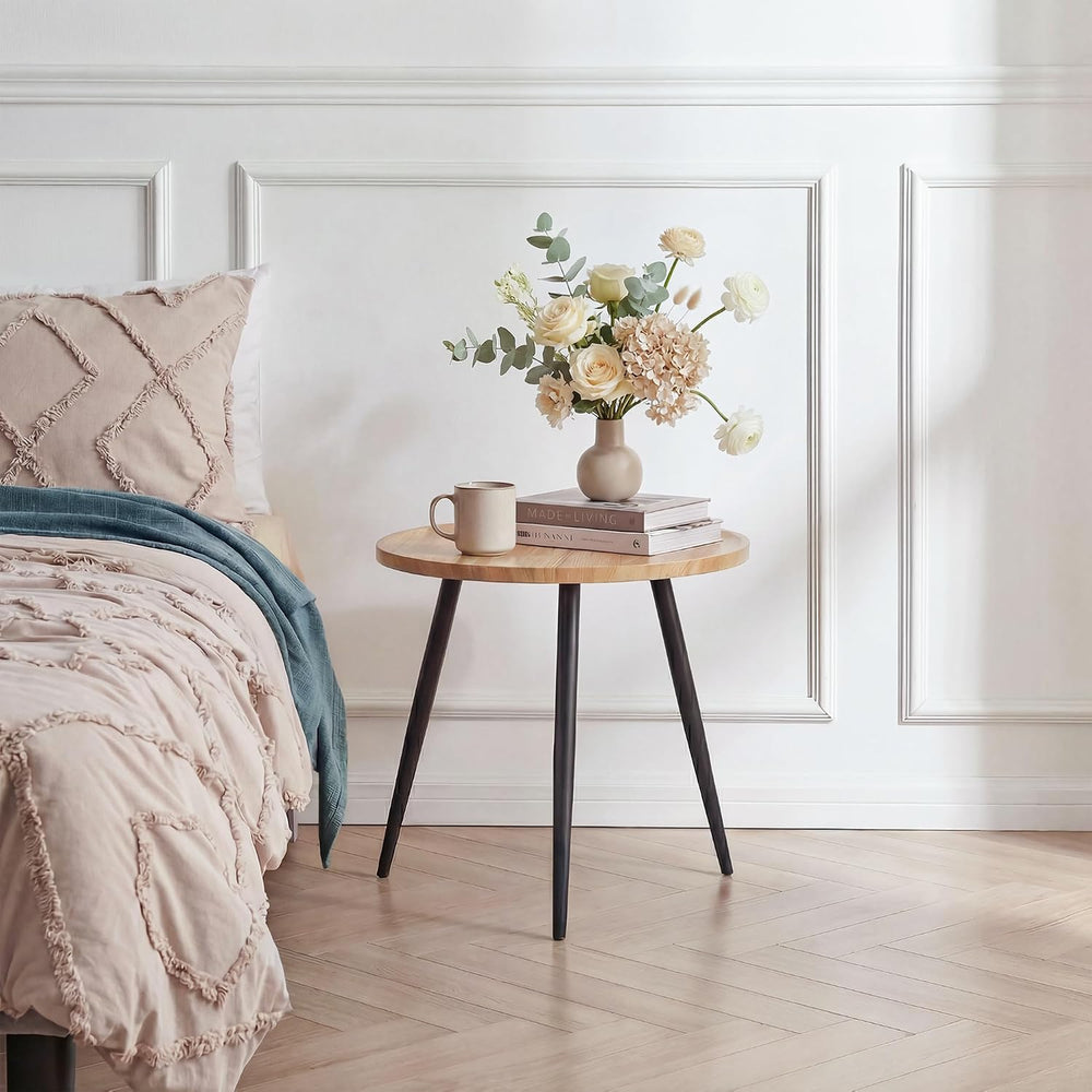 VECELO Modern Side Table, Round Small End Table, Exclusively Designed Hand-Cr...